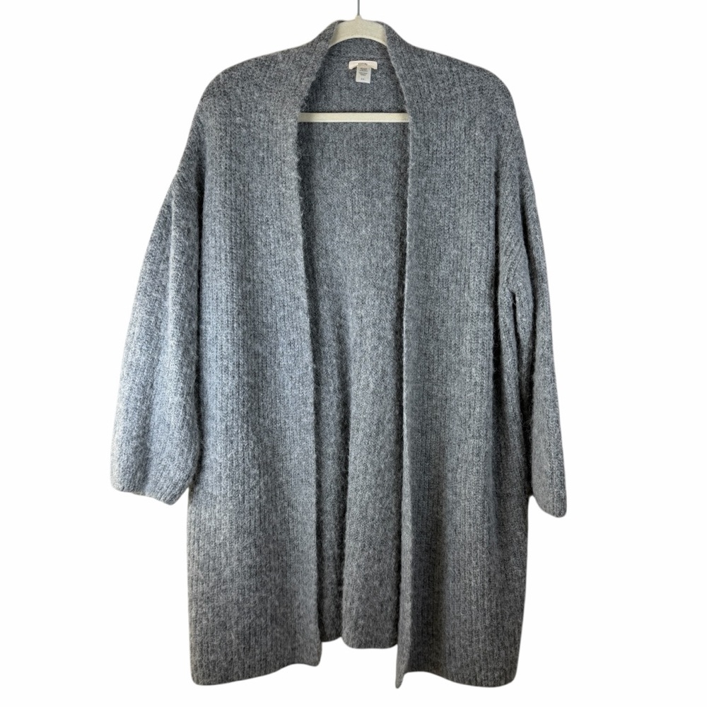 Eberjey Women's Gray Wool/Acrylic Blend Long‎ Line Open Front Cardigan Sz S/M